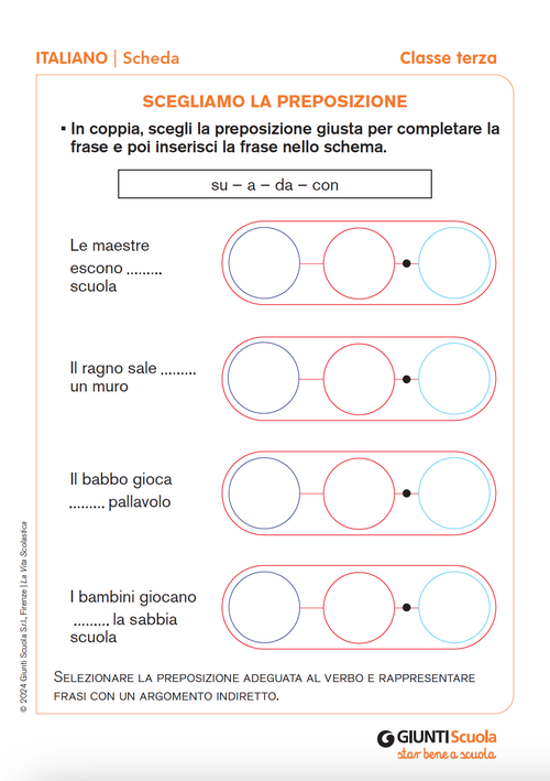 Scegliamo la preposizione | Giunti Scuola Scegliamo la preposizione | Giunti Scuola