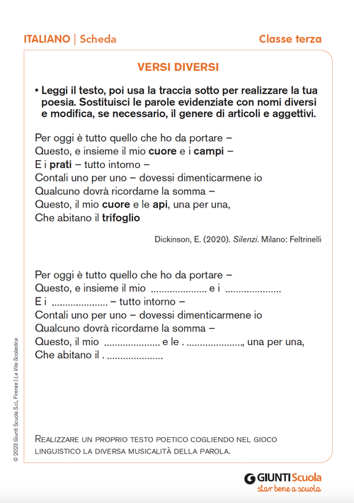 Versi diversi | Giunti Scuola Versi diversi | Giunti Scuola