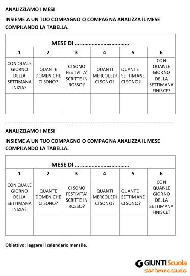 Analizziamo i mesi | Giunti Scuola