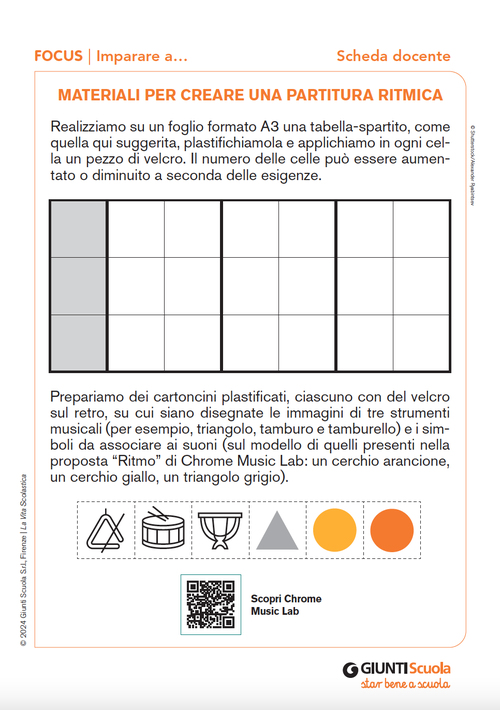 Materiali per creare una partitura ritmica | Giunti Scuola Materiali per creare una partitura ritmica | Giunti Scuola