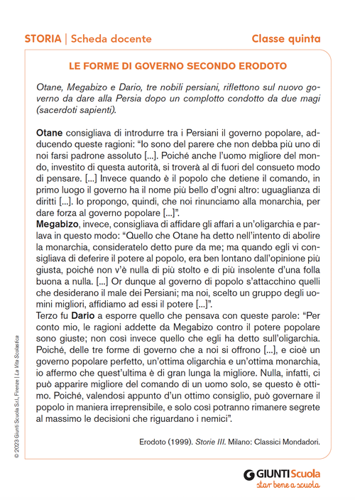 Le forme di governo secondo Erodoto | Giunti Scuola