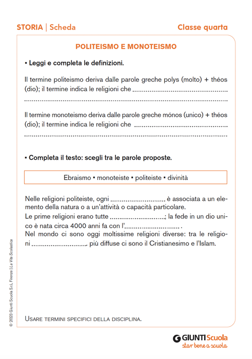 Politeismo e monoteismo | Giunti Scuola Politeismo e monoteismo | Giunti Scuola