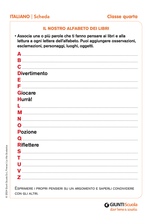 Il nostro alfabeto dei libri | Giunti Scuola Il nostro alfabeto dei libri | Giunti Scuola