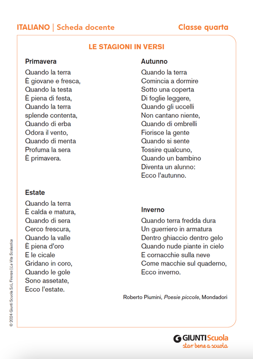 Le stagioni in versi | Giunti Scuola Le stagioni in versi | Giunti Scuola