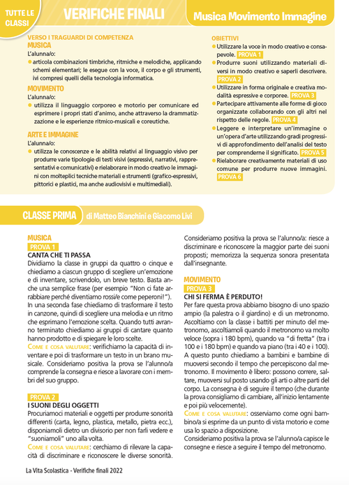 Guida alle verifiche finali | Musica Movimento Immagine 1-5 | Giunti Scuola Guida alle verifiche finali | Musica Movimento Immagine 1-5 | Giunti Scuola