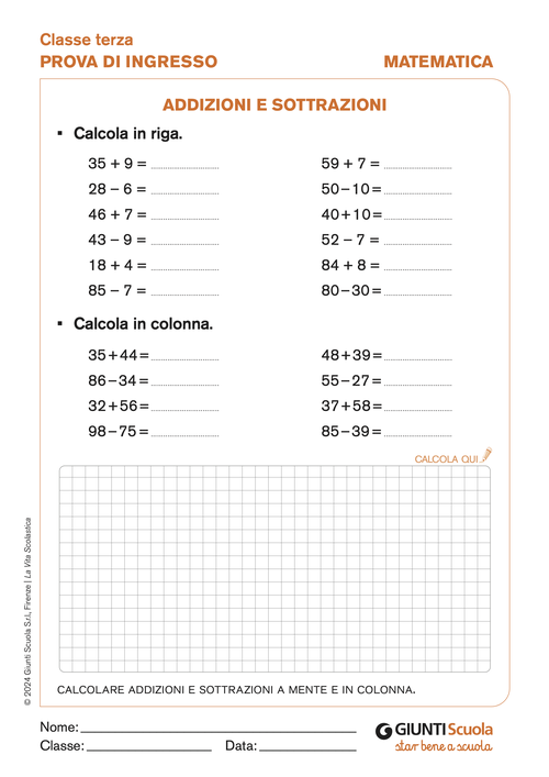 Addizioni e sottrazioni | Giunti Scuola Addizioni e sottrazioni | Giunti Scuola