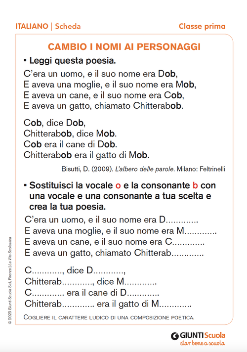Cambio i nomi ai personaggi | Giunti Scuola Cambio i nomi ai personaggi | Giunti Scuola