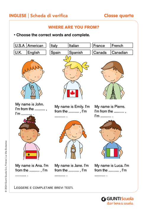 Where are you from? | Giunti Scuola Where are you from? | Giunti Scuola