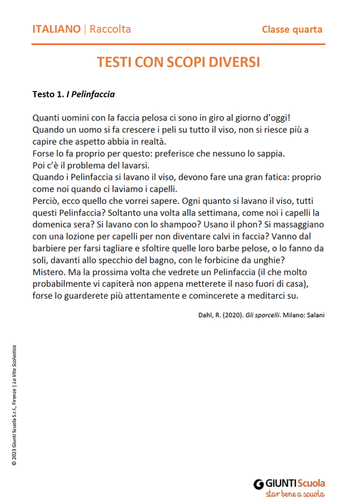 Testi con scopi diversi | Giunti Scuola Testi con scopi diversi | Giunti Scuola