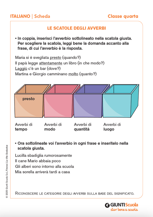 Le scatole degli avverbi | Giunti Scuola