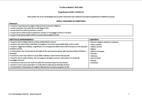 Progettazione in Word di IRC | CL. 4-5 (2025-26) | Giunti Scuola Progettazione in Word di IRC | CL. 4-5 (2025-26) | Giunti Scuola