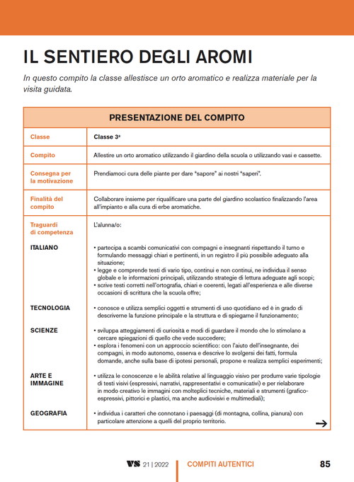 Compiti autentici - Il sentiero degli aromi | Giunti Scuola Compiti autentici - Il sentiero degli aromi | Giunti Scuola