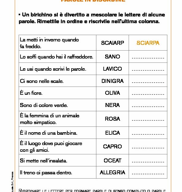 Parole Con Lettere In Disordine