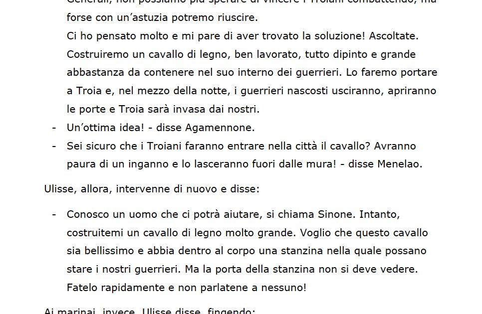 Il Cavallo Di Legno Riassunto Scuola Primaria