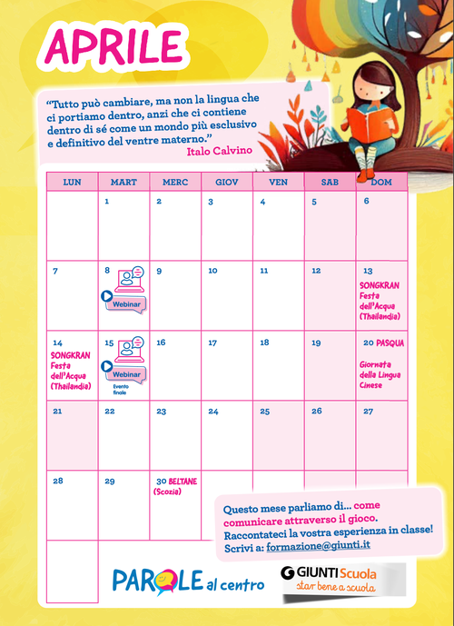 Calendario Parole al centro - Aprile 2025 | Giunti Scuola Calendario Parole al centro - Aprile 2025 | Giunti Scuola
