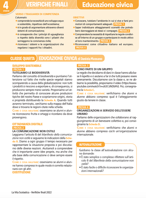 Guida alle verifiche finali | Educazione civica 4 | Giunti Scuola Guida alle verifiche finali | Educazione civica 4 | Giunti Scuola