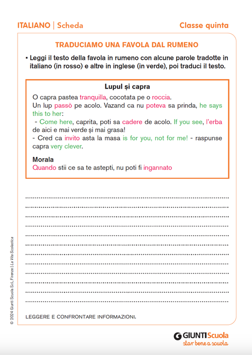 Traduciamo una favola dal rumeno | Giunti Scuola Traduciamo una favola dal rumeno | Giunti Scuola