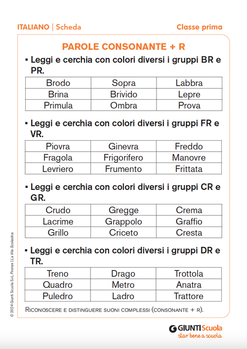 Parole consonante + R | Giunti Scuola Parole consonante + R | Giunti Scuola