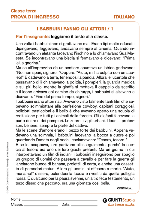 I babbuini fanno gli attori | Giunti Scuola I babbuini fanno gli attori | Giunti Scuola