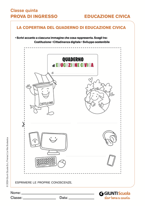 La copertina del quaderno di Educazione Civica | Giunti Scuola La copertina del quaderno di Educazione Civica | Giunti Scuola