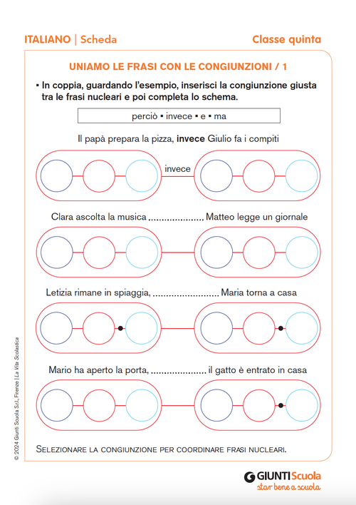 Uniamo le frasi con le congiunzioni / 1 | Giunti Scuola Uniamo le frasi con le congiunzioni / 1 | Giunti Scuola