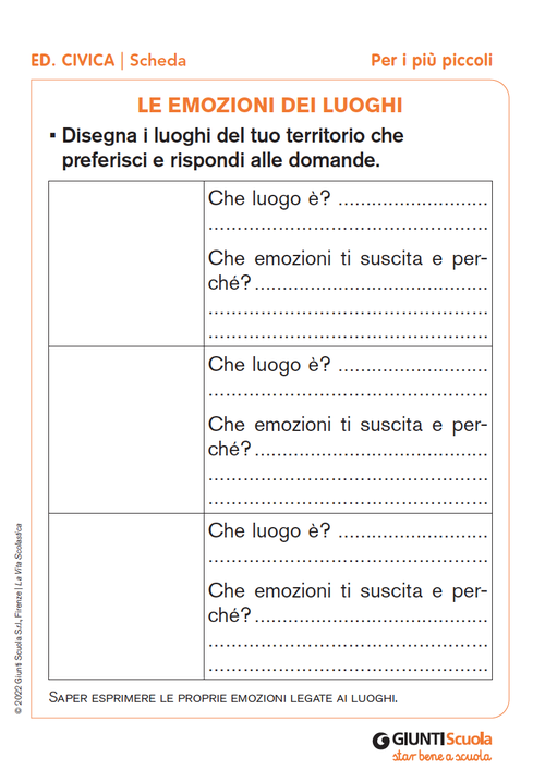 Le emozioni dei luoghi | Giunti Scuola Le emozioni dei luoghi | Giunti Scuola