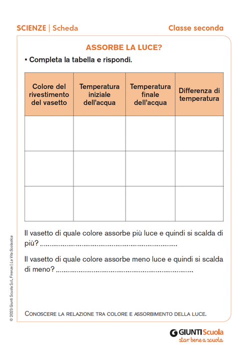 Assorbe la luce? | Giunti Scuola