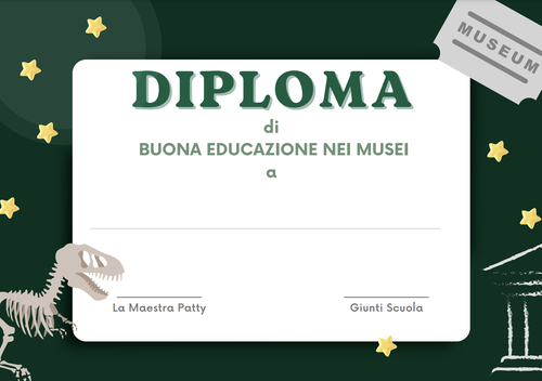 Diploma di buona educazione nei musei | Maestra Patty | Giunti Scuola Diploma di buona educazione nei musei | Maestra Patty | Giunti Scuola