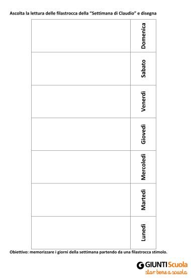 Filastrocca sulla settimana | Giunti Scuola