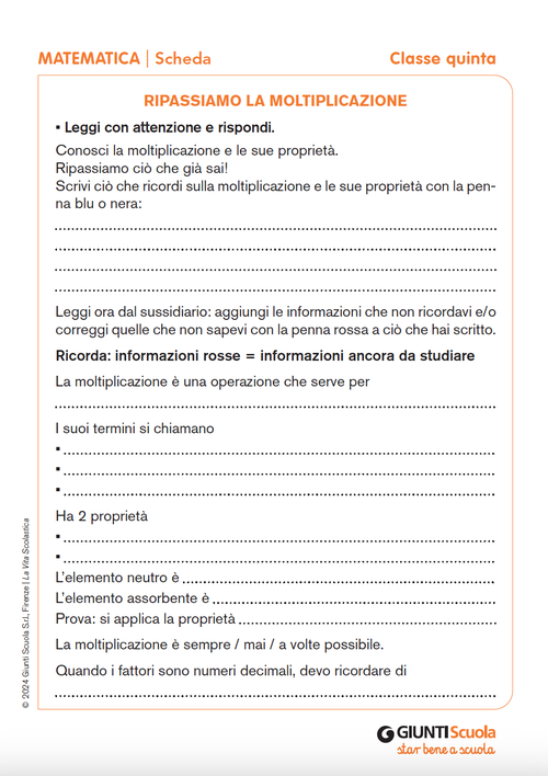 Ripassiamo la moltiplicazione | Giunti Scuola Ripassiamo la moltiplicazione | Giunti Scuola