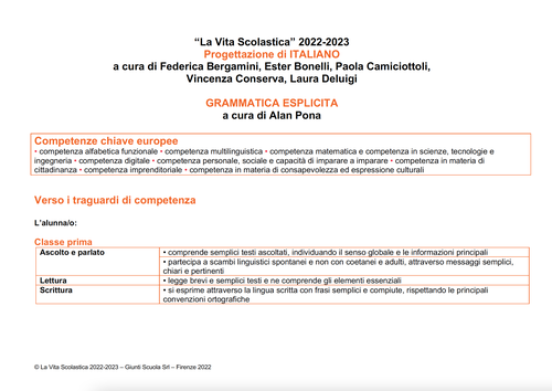 Progettazione didattica di Italiano (2022-2023) – PDF | Giunti Scuola