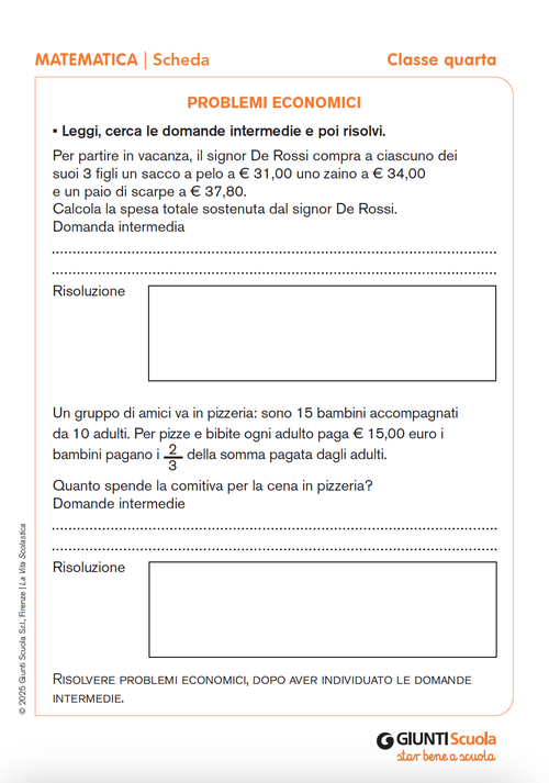 Problemi economici | Giunti Scuola