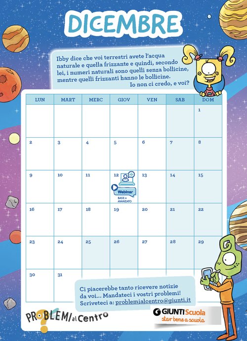 Calendario Problemi al centro - Dicembre 2024 | Giunti Scuola Calendario Problemi al centro - Dicembre 2024 | Giunti Scuola