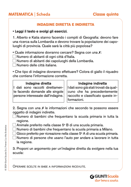 Indagine diretta e indiretta | Giunti Scuola Indagine diretta e indiretta | Giunti Scuola