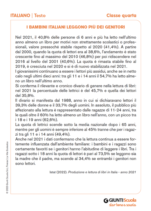 I bambini italiani leggono più dei genitori | Giunti Scuola I bambini italiani leggono più dei genitori | Giunti Scuola
