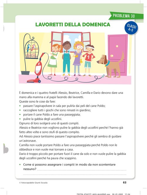 Problema | Lavoretti della domenica | Giunti Scuola Problema | Lavoretti della domenica | Giunti Scuola