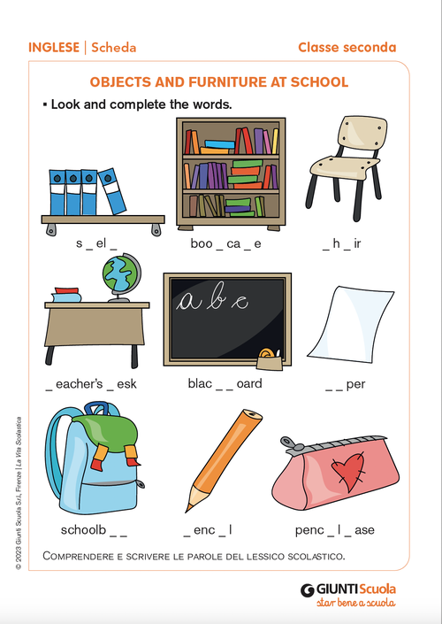Objects and furniture at school | Giunti Scuola Objects and furniture at school | Giunti Scuola