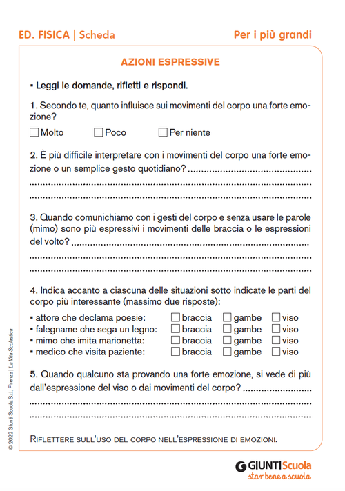 Azioni espressive | Giunti Scuola Azioni espressive | Giunti Scuola