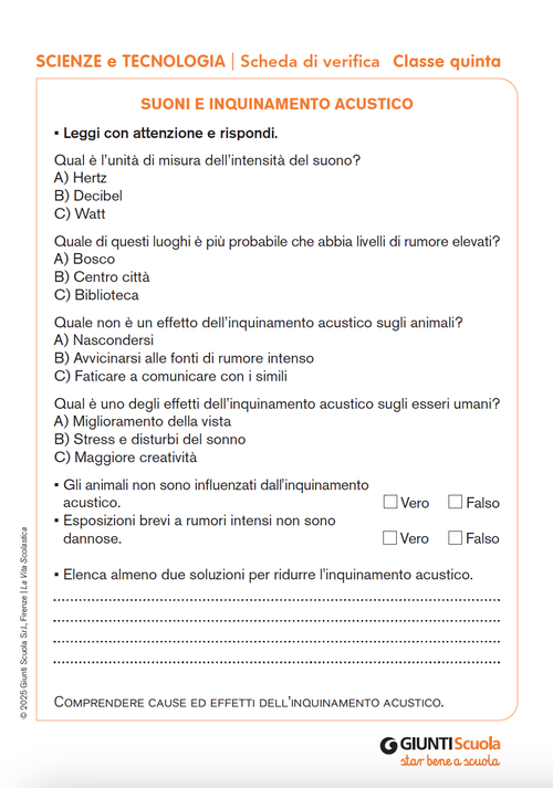 Suoni e inquinamento acustico | Giunti Scuola Suoni e inquinamento acustico | Giunti Scuola