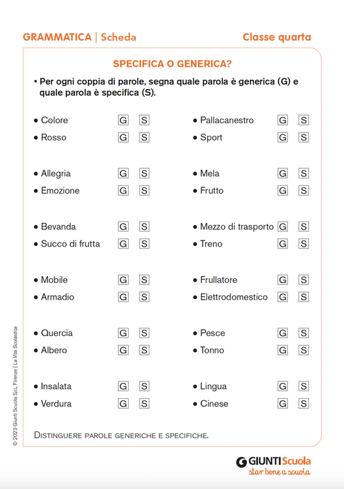 Specifica o generica? | Giunti Scuola Specifica o generica? | Giunti Scuola