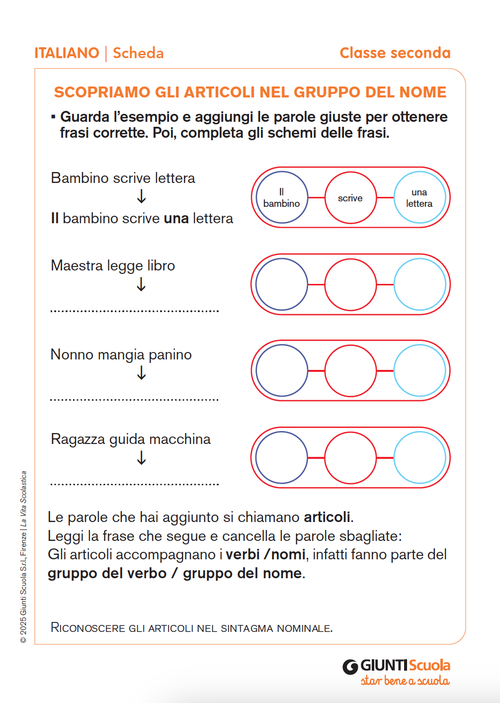 Scopriamo gli articoli nel gruppo del nome | Giunti Scuola Scopriamo gli articoli nel gruppo del nome | Giunti Scuola