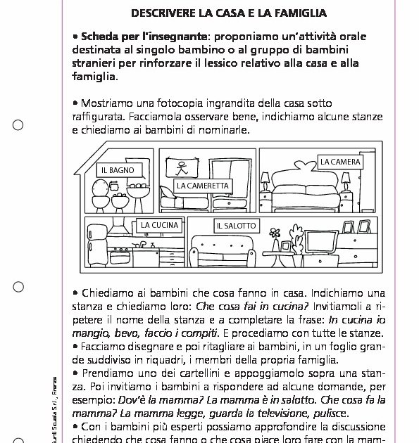 Descrivere la casa e la famiglia Descrivere la casa e la famiglia Giunti Scuola Descrivere la casa e la famiglia Descrivere la casa e la famiglia Giunti Scuola