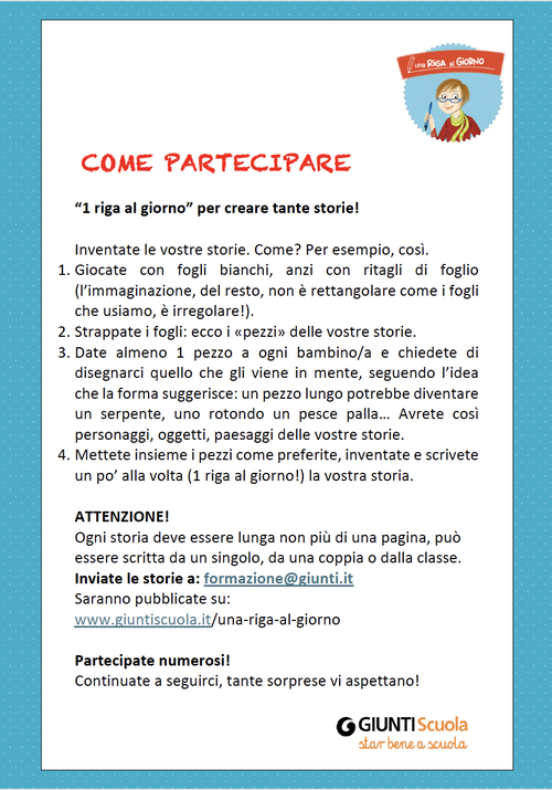 Una riga al giorno: il REGOLAMENTO per inviare le storie | Giunti Scuola