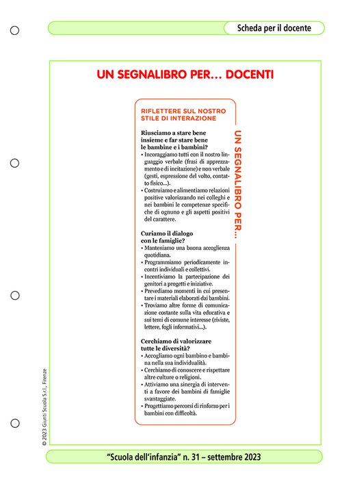 Un segnalibro per… docenti | Riflettere sul nostro stile di interazione | Giunti Scuola