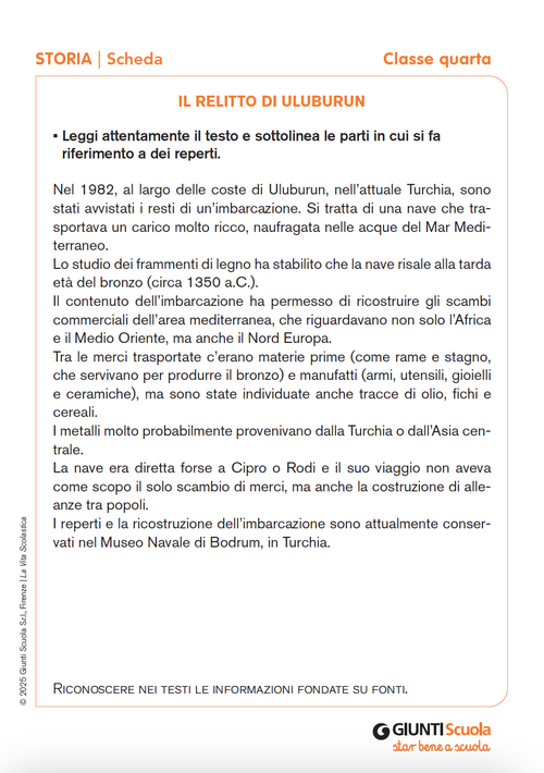 Il relitto di Uluburun | Giunti Scuola Il relitto di Uluburun | Giunti Scuola