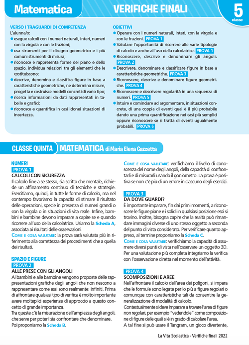 Guida alle verifiche finali | Matematica 5 | Giunti Scuola Guida alle verifiche finali | Matematica 5 | Giunti Scuola