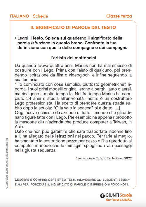 Il significato di parole dal testo | Giunti Scuola Il significato di parole dal testo | Giunti Scuola