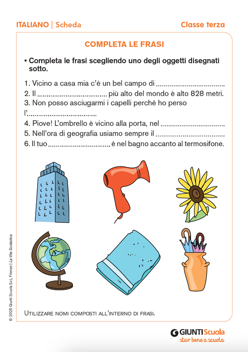 Completa le frasi | Giunti Scuola Completa le frasi | Giunti Scuola