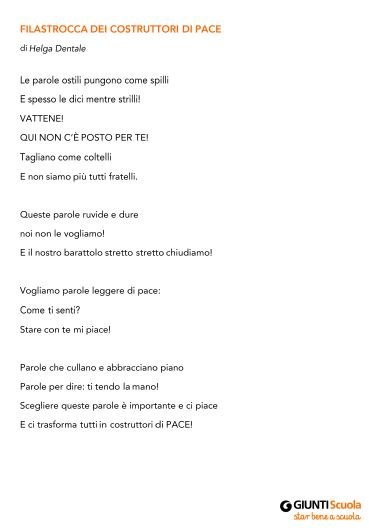 Filastrocca dei "Costruttori di pace" | Giunti Scuola