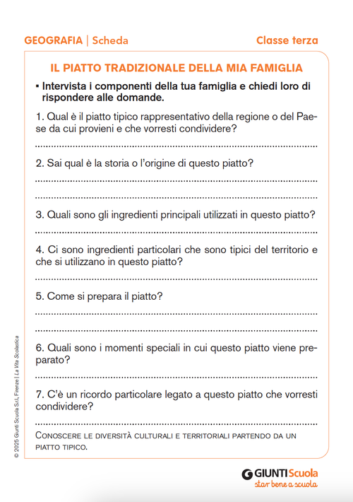 Il piatto tradizionale della mia famiglia | Giunti Scuola Il piatto tradizionale della mia famiglia | Giunti Scuola